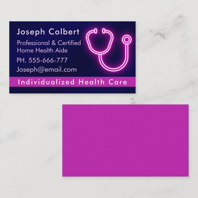 Nurse Caregiver Modern Blue Medical  Business Card (Front/Back)