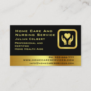 Nurse Caregiver Modern Golden Medical Care  Business Card