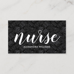 Nurse Caregiver Modern Medical Black Business Card