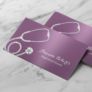 Nurse Caregiver Modern Purple Medical Business Card