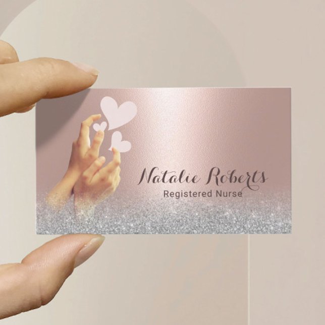 Nurse Caregiver Modern Rose Gold Medical Care Business Card (Creator Uploaded)