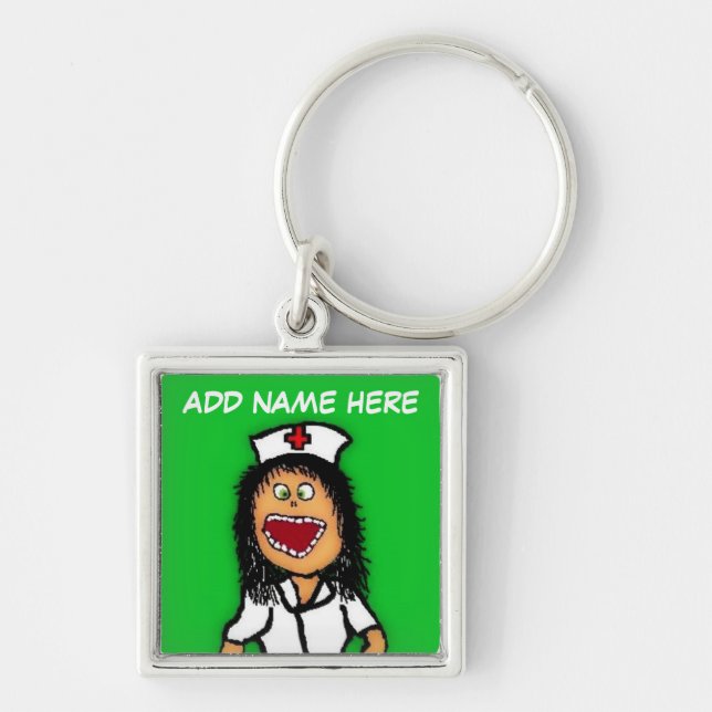 Nurse Cartoon Key Ring (Front)