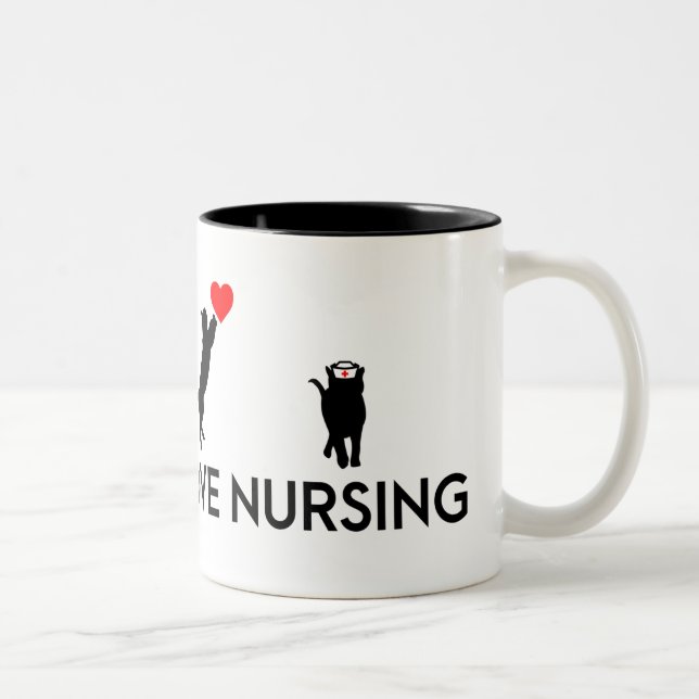 Nurse cat - 4 Cute cats Two-Tone Coffee Mug (Right)