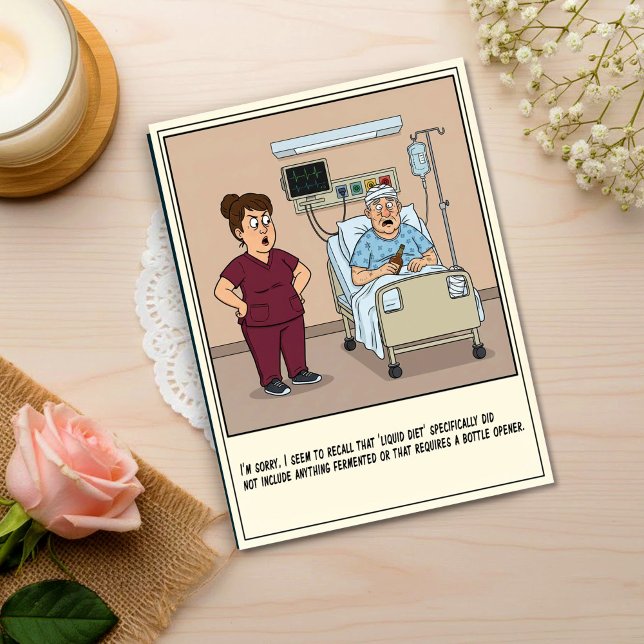 Nurse Catches Patient Drinking Whiskey Get Well Postcard (Creator Uploaded)