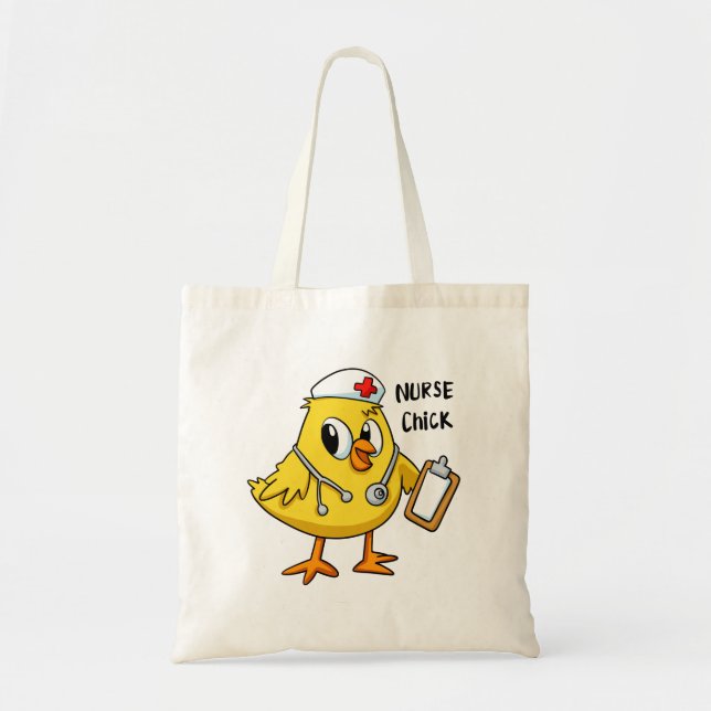 Nurse chick cartoon | choose background colour tote bag (Front)