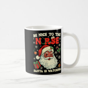 Nurse Christmas African American Santa Is Watching Coffee Mug