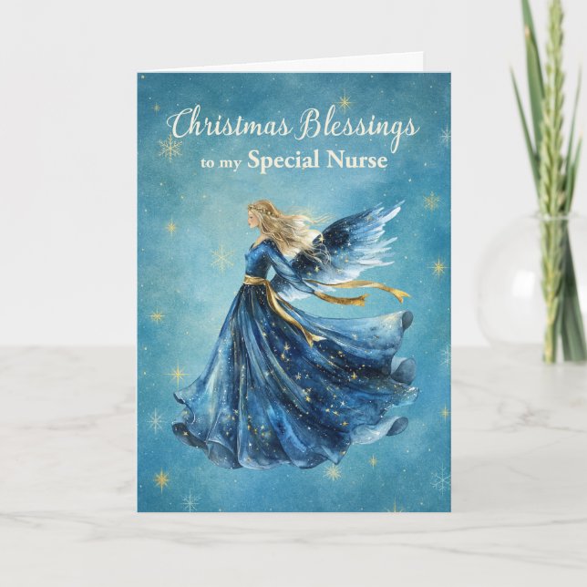 Nurse Christmas Blessings Angel of Light Card (Front)