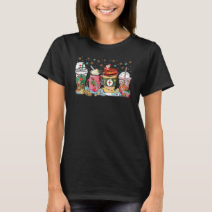 Nurse Christmas Coffee Iced Latte Xmas Nursing Ste T-Shirt