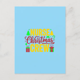 Nurse Christmas Crew Digital Art Design Postcard