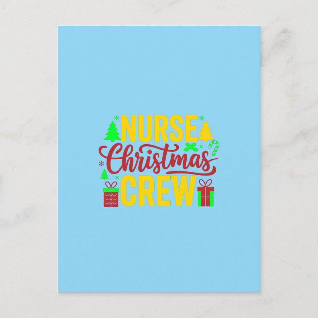 Nurse Christmas Crew Digital Art Design Postcard (Front)