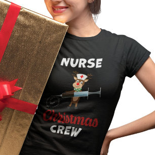 Nurse Christmas Crew Reindeer Snowflake Syringe T-Shirt