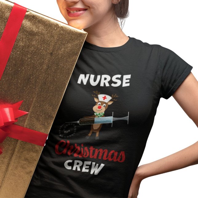 Nurse Christmas Crew Reindeer  Snowflake Syringe T-Shirt (Creator Uploaded)