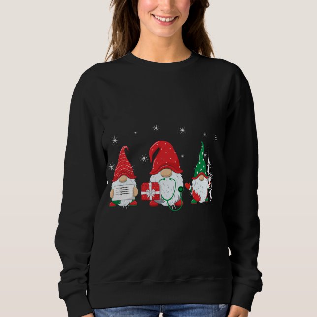 Nurse Christmas Gnomes Cute Nursing Xmas Pyjamas Sweatshirt (Front)