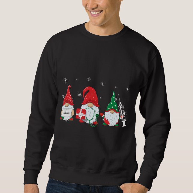 Nurse Christmas Gnomes Cute Nursing Xmas Pyjamas Sweatshirt (Front)