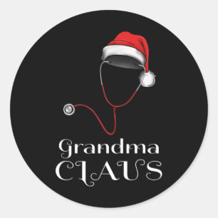 Nurse Christmas Grandma Claus Matching Pajama Sant Classic Round Sticker