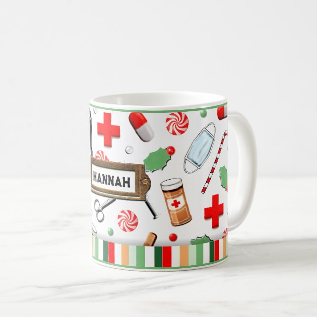 Nurse Christmas Holiday Gift Coffee Mug (Front Right)
