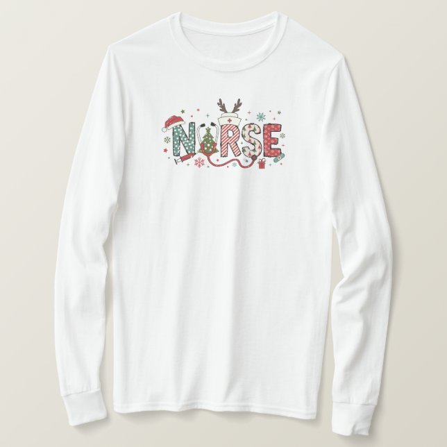 Nurse Christmas Long Sleeve Shirt (Design Front)