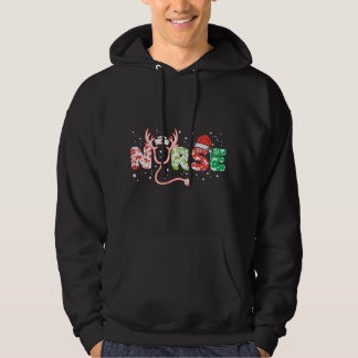 Nurse Christmas Stethoscope Nurses Xmas Pajamas PJ Hoodie
