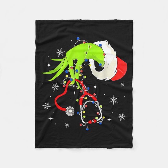 Nurse Christmas Stethoscope Nurses Xmas Pajamas Sa Fleece Blanket (Front)