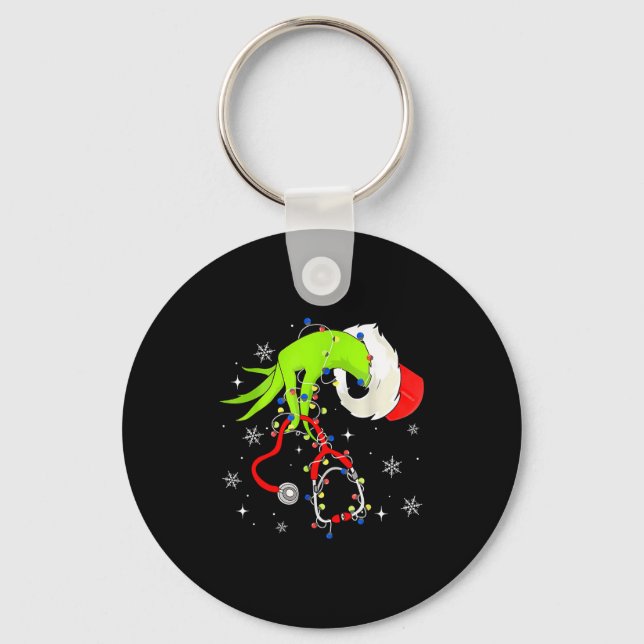 Nurse Christmas Stethoscope Nurses Xmas Pajamas Sa Key Ring (Front)