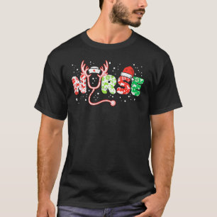 Nurse Christmas Stethoscope Nurses Xmas Pyjamas Wo T-Shirt