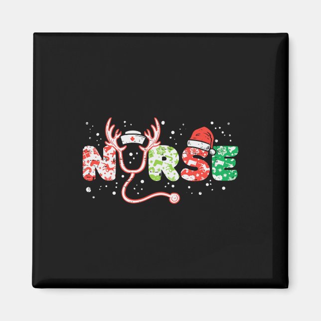 Nurse christmas stethoscope nurses xmas scrub top  magnet (Front)