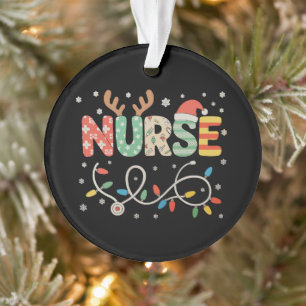 Nurse Christmas Stethoscope Santa Hat Reindeer Ornament