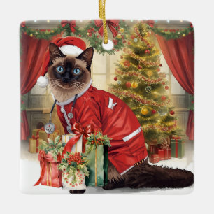 Nurse Christmas time at working place Ceramic Ornament