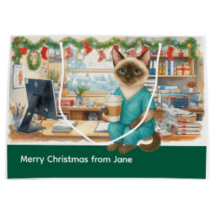 Nurse Christmas time at working place Large Gift Bag
