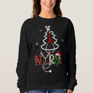 Nurse Christmas Tree Stethoscope Rn LPN Scrub Nurs Sweatshirt