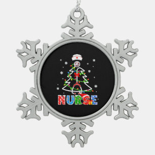 Nurse Christmas Tree Stethoscope RNLPN Scrub Snowflake Pewter Christmas Ornament