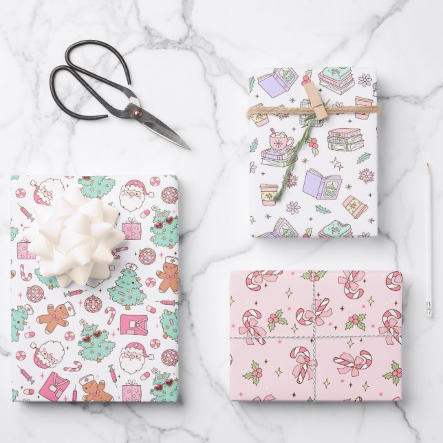 Nurse Christmas Wrapping Paper Sheet (Front)