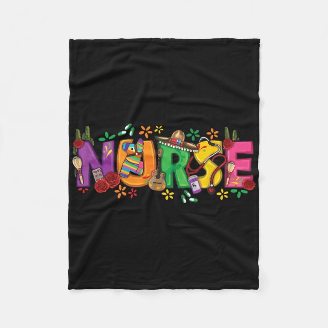 Nurse Cinco De Mayo Fiesta Mexican Nursing Taco Nu Fleece Blanket (Front)