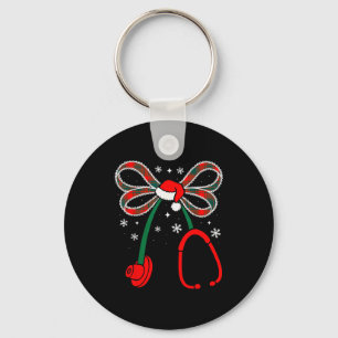 Nurse Coquette Bow Stethoscope Nursing Xmas Pjs Ch Key Ring