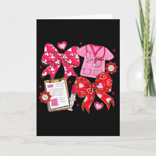 Nurse Coquette Bow Valentine Nurse Rn Pct Cna Girl Card