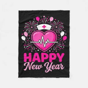 Nurse Crew Heartbeat Nye Countdown Party Year Happ Fleece Blanket