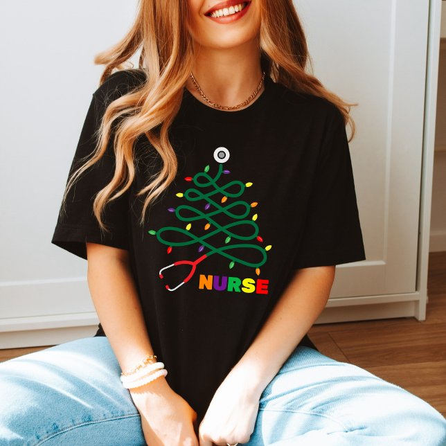 Nurse Crew: Stethoscope Tree Christmas Gift Cute T-Shirt (Creator Uploaded)