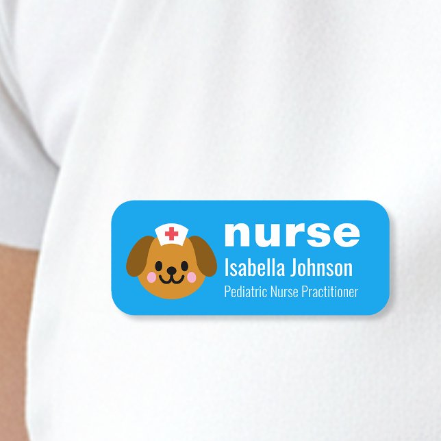Nurse Custom Name Cute Dog Blue Tag (Creator Uploaded)