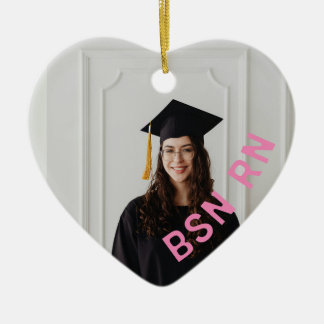 nurse custom photo heart BSN RN Ceramic Tree Decoration