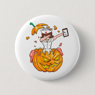Nurse Dabbing Halloween T-Shirt Pumpkin Dab Gift 6 Cm Round Badge