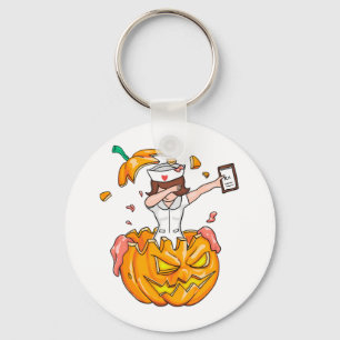 Nurse Dabbing Halloween T-Shirt Pumpkin Dab Gift Key Ring