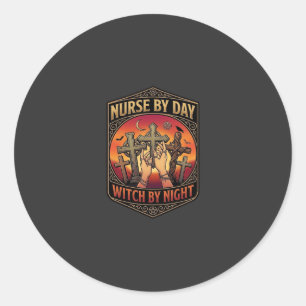 Nurse Day Witch Night Cross Hands Halloween_1 Classic Round Sticker