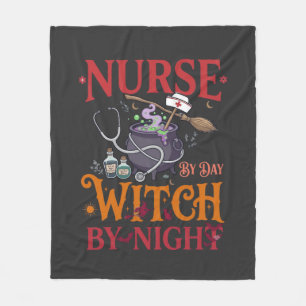 Nurse Day Witch Night Halloween Cauldron Stethosco Fleece Blanket