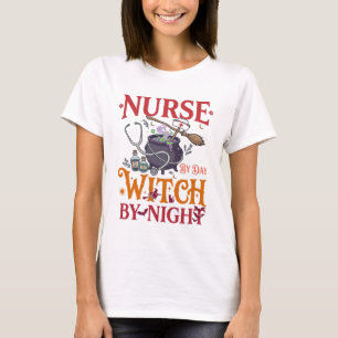 Nurse Day Witch Night Halloween Cauldron Stethosco T-Shirt