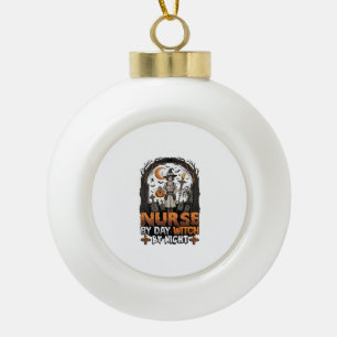 Nurse Day Witch Night Halloween Cemetery Pumpkin_1 Ceramic Ball Christmas Ornament