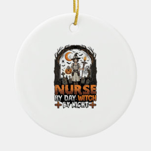 Nurse Day Witch Night Halloween Cemetery Pumpkin_1 Ceramic Tree Decoration