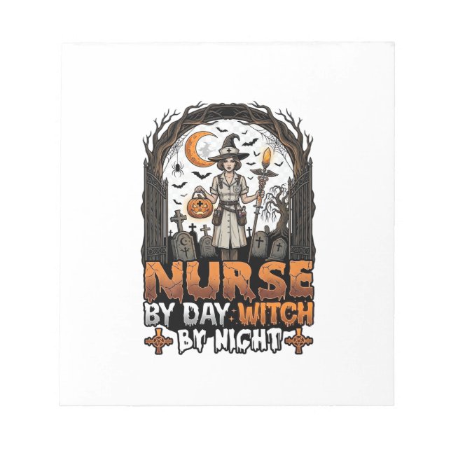 Nurse Day Witch Night Halloween Cemetery Pumpkin_1 Notepad (Front)