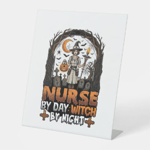 Nurse Day Witch Night Halloween Cemetery Pumpkin_1 Pedestal Sign