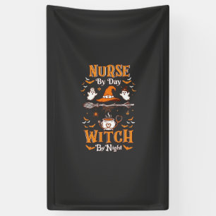 Nurse Day Witch Night Halloween Hat Ghosts Banner