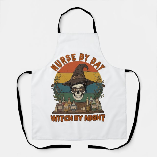 Nurse Day Witch Night Halloween Skull Potions_1 Apron (Front)